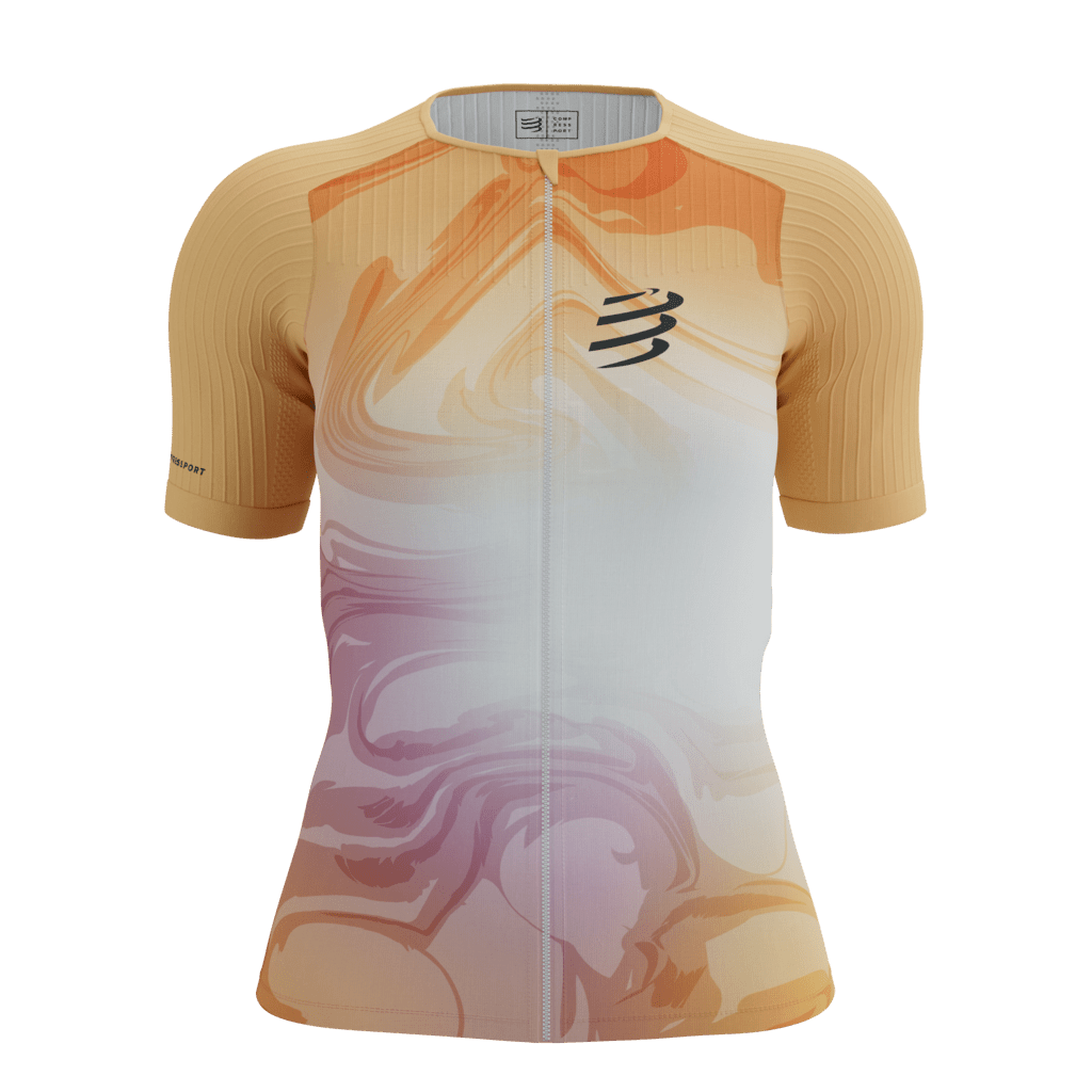 Image Compressport Tri Postural Aero SS Top Femme ORANGE IMPRIMÉ M