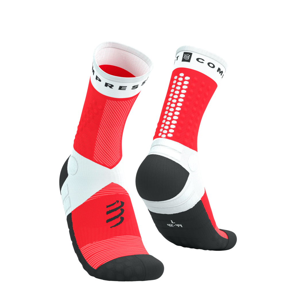 Image Compressport Ultra Trail Bas V2 BLANC/ROUGE FLUO T2