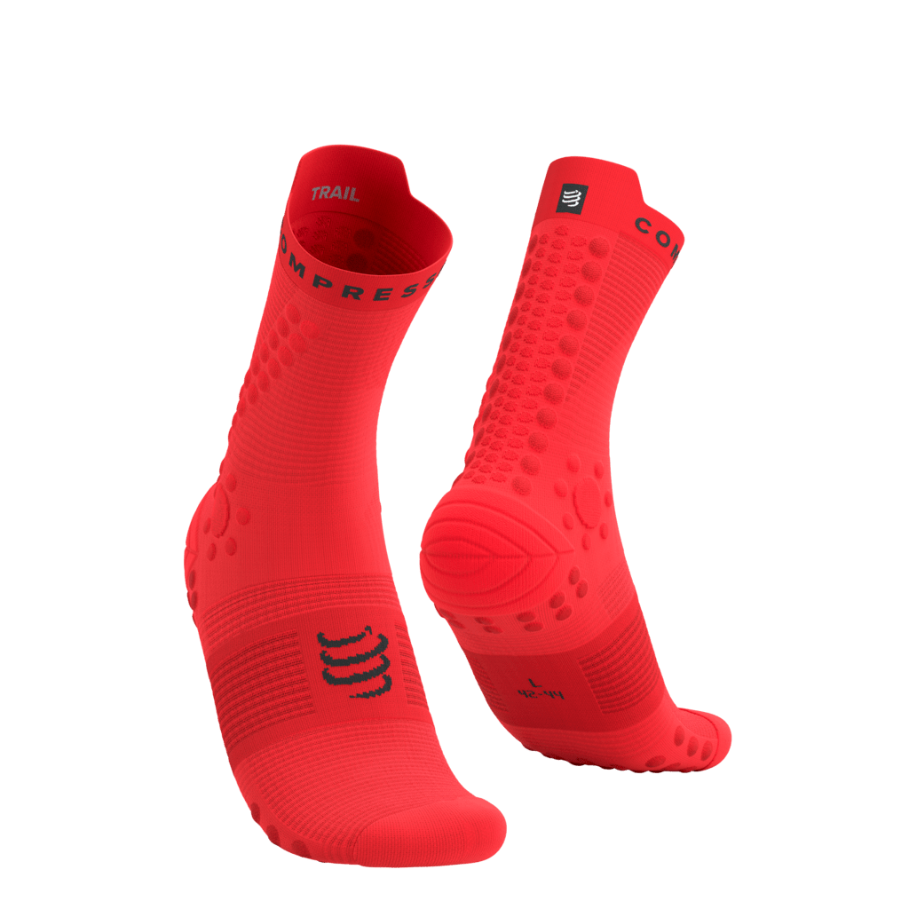 Image Compressport PRS V4 Trail Sock FLUO RED/BLACK T2