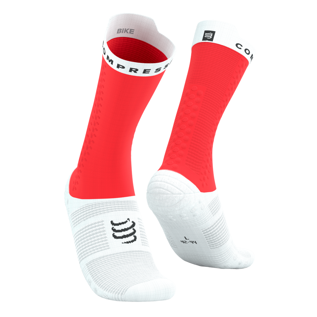 Image Compressport PRS V4 Bike Sock FLUO RED/WHITE T2